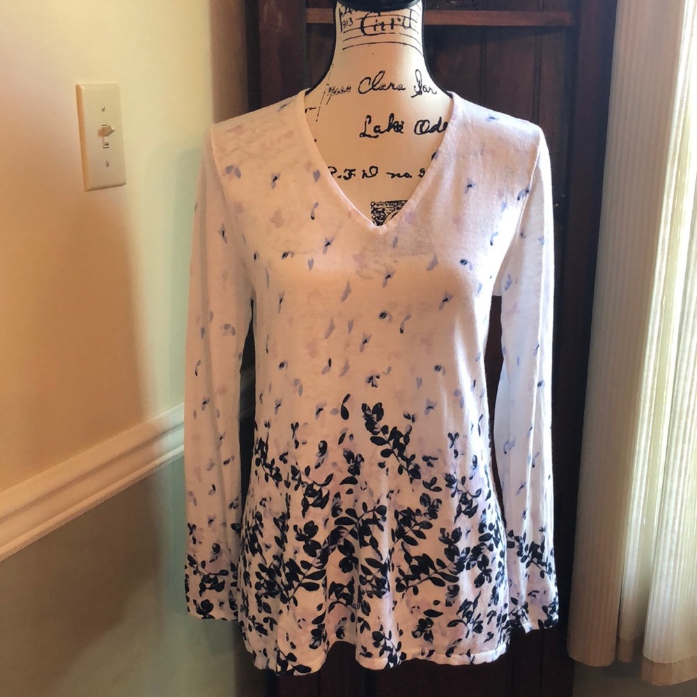 JJill printed V-neck sweater